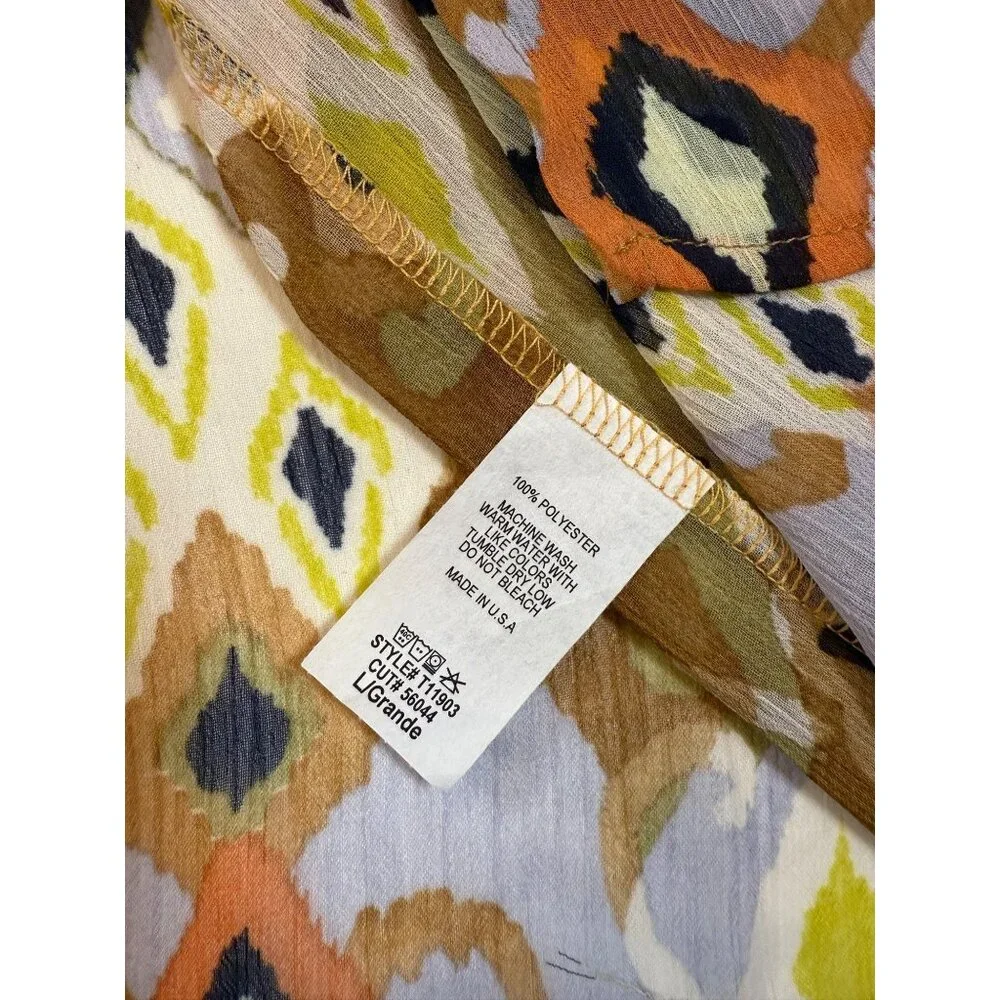 NWT First Love Lets Catch Up Print Kimono Multi-Color Lightweight Size L (LL245)